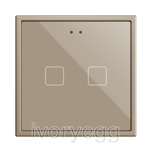 Flat RGB 70 X2. Glass Capacitive push button 70x70 - 2 buttons - Champagne