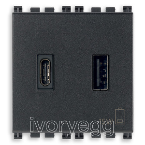 VIMAR A+C-USB supply unit 5V 3A 2M grey - 19295.AC