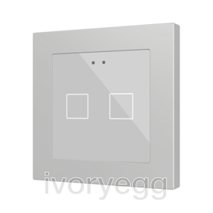 Flat RGB 55 X2. Glass capacitive push button 55x55 - 2 buttons - Silver