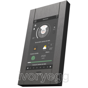 King Touch panel server 4.3" with unlimited clients + Temperature and humidity sensors - Steel Hamilton Fenix NTA - Black core Frame