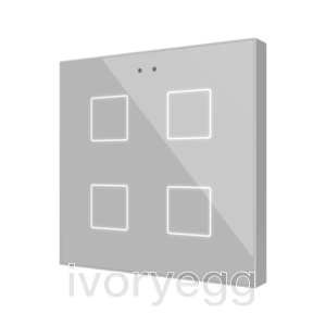 Flat RGB 4. Glass capacitive push button - 4 buttons - Silver