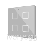 Flat RGB 4. Glass capacitive push button - 4 buttons - Silver