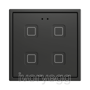 Tecla RGB 70 X4. PC-ABS Capacitive push button 70x70 - 4 buttons - Anthracite
