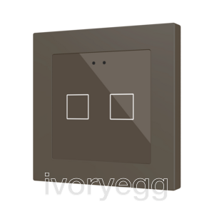 Flat RGB 55 X2. Glass capacitive push button 55x55 - 2 buttons - Mocha