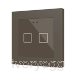 Flat RGB 55 X2. Glass capacitive push button 55x55 - 2 buttons - Mocha