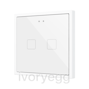 Flat RGB 70 X2. Glass Capacitive push button 70x70 - 2 buttons - White