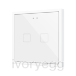Flat RGB 70 X2. Glass Capacitive push button 70x70 - 2 buttons - White