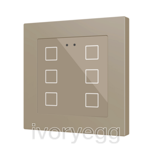 Flat RGB 55 X6. Glass capacitive push button 55x55 - 6 buttons - Champagne