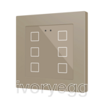 Flat RGB 55 X6. Glass capacitive push button 55x55 - 6 buttons - Champagne