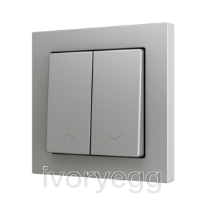 ZS55. Double Soft push button for 2 binary inputs 55x55 mm – Shutter icon - Silver