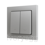 ZS55. Double Soft push button for 2 binary inputs 55x55 mm – Shutter icon - Silver