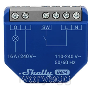 WiFi/Zigbee-operated smart switch with dry contacts, 1 channel, 16A