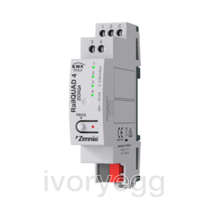 RailQUAD 4. Input module with 4 analog-digital inputs for DIN rail with status indicator LEDs.