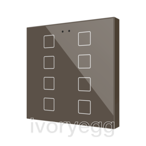 Flat RGB 8. Glass capacitive push button - 8 buttons - Mocha