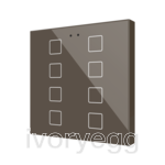 Flat RGB 8. Glass capacitive push button - 8 buttons - Mocha
