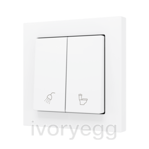 ZS55. Double Soft push button for 2 binary inputs 55x55 mm – Matt white - Custom. Minimum 100 units per design