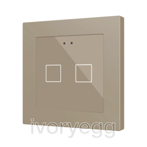 Flat RGB 55 X2. Glass capacitive push button 55x55 - 2 buttons - Champagne