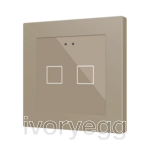 Flat RGB 55 X2. Glass capacitive push button 55x55 - 2 buttons - Champagne