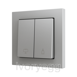 ZS55. Double Soft push button for 2 binary inputs 55x55 mm – Silver - Custom. Minimum 100 units per design