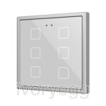 Flat RGB 70 X6. Glass Capacitive push button 70x70 - 6 buttons - Silver