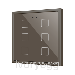 Flat RGB 70 X6. Glass Capacitive push button 70x70 - 6 buttons - Mocha
