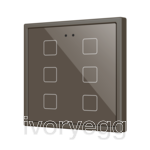 Flat RGB 70 X6. Glass Capacitive push button 70x70 - 6 buttons - Mocha