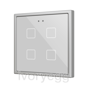 Flat RGB 70 X4. Glass Capacitive push button 70x70 - 4 buttons - Silver