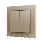 ZS55. Double Soft push button for 2 binary inputs 55x55 mm – Champagne