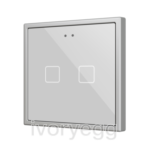 Flat RGB 70 X2. Glass Capacitive push button 70x70 - 2 buttons - Silver