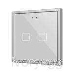 Flat RGB 70 X2. Glass Capacitive push button 70x70 - 2 buttons - Silver