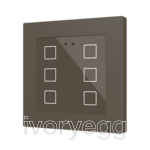 Flat RGB 55 X6. Glass capacitive push button 55x55 - 6 buttons - Mocha