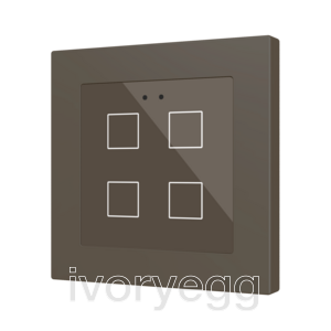 Flat RGB 55 X4. Glass capacitive push button 55x55 - 4 buttons - Mocha