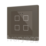 Flat RGB 55 X4. Glass capacitive push button 55x55 - 4 buttons - Mocha