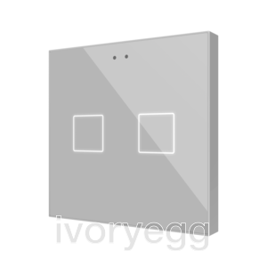 Flat RGB 2. Glass capacitive push button - 2 buttons - Silver