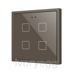 Flat RGB 70 X4. Glass Capacitive push button 70x70 - 4 buttons - Mocha