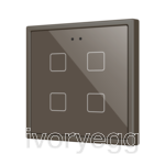 Flat RGB 70 X4. Glass Capacitive push button 70x70 - 4 buttons - Mocha