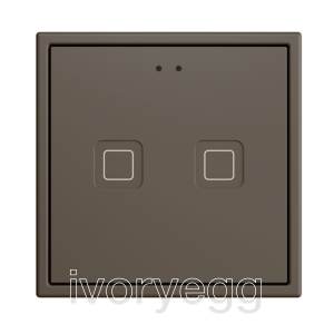 Tecla RGB 70 X2. PC-ABS Capacitive push button 70x70 - 2 buttons - Mocha