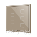 Flat RGB 70 X6. Glass Capacitive push button 70x70 - 6 buttons - Champagne