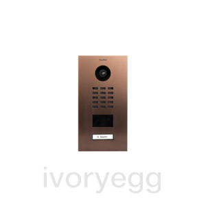 IP intercom, RFID, 1-button, Bronze-finish as PVD coating, stainless steel, brushed