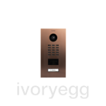 IP intercom, RFID, 1-button, Bronze-finish as PVD coating, stainless steel, brushed