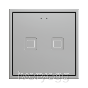 Tecla RGB 70 X2. PC-ABS Capacitive push button 70x70 - 2 buttons - Silver