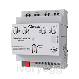 DIMinBOX 1-10V X4. 4-channel actuator with 1-10 V analog outputs