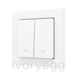 ZS55. Double Soft push button for 2 binary inputs 55x55 mm – Shutter icon - Matt white
