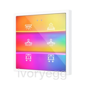 Flat RGB 70 X6. Glass Capacitive push button 70x70 - 6 buttons - 360° Custom