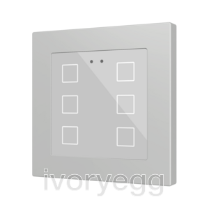 Flat RGB 55 X6. Glass capacitive push button 55x55 - 6 buttons - Silver