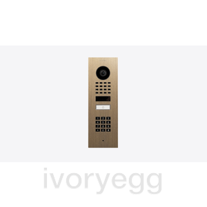 IP intercom, Flush Mount, 1-button, keypad, Incl. FM housing, Real burnished brass