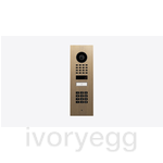 IP intercom, Flush Mount, 1-button, keypad, Incl. FM housing, Real burnished brass