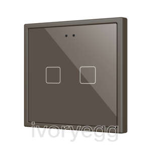 Flat RGB 70 X2. Glass Capacitive push button 70x70 - 2 buttons - Mocha